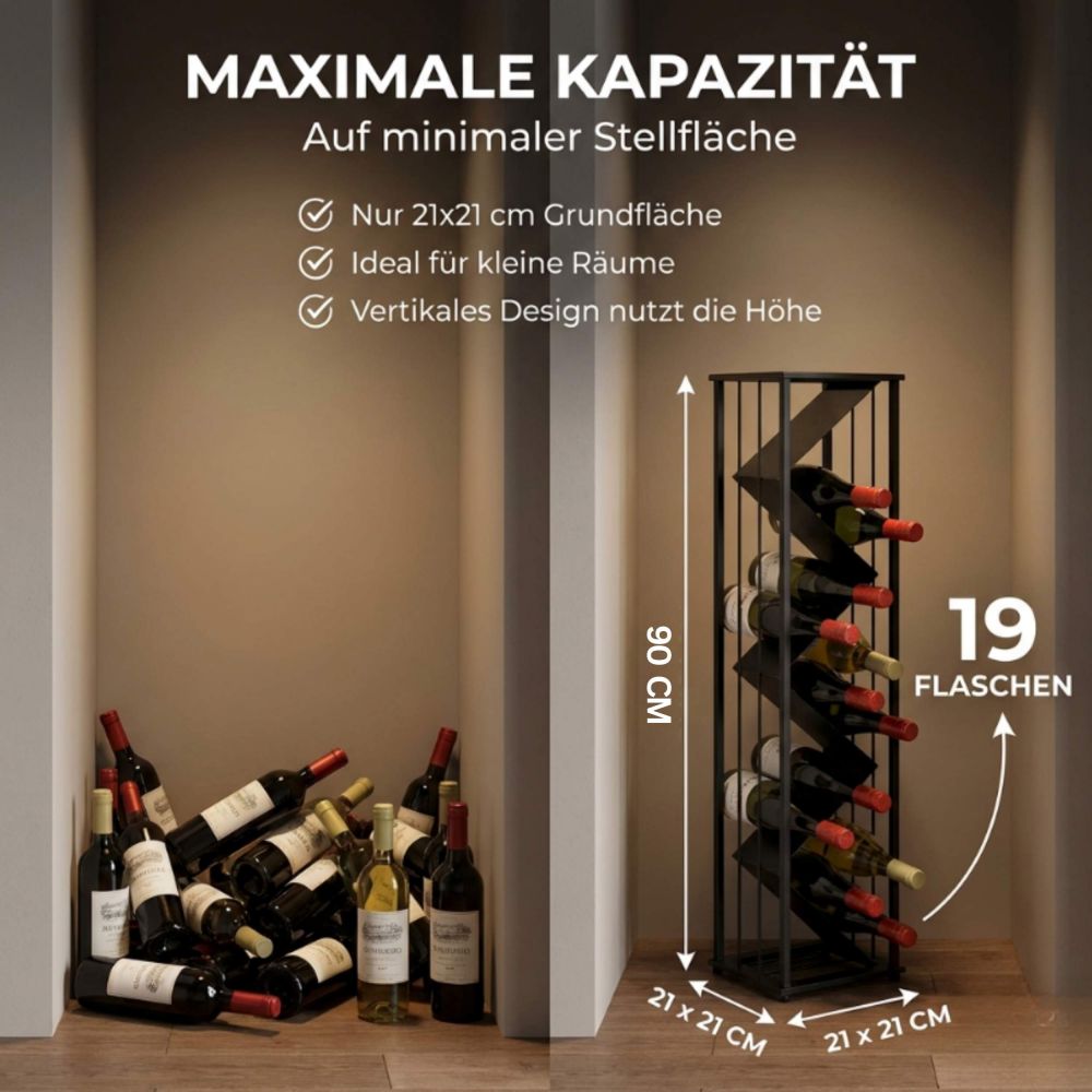 DanDiBo Weinregal Metall Schwarz Stehend 96693 Flaschenregal Weinständer Flaschenhalter Schmal Modern