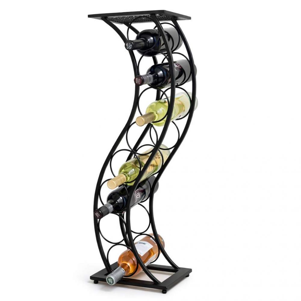 DanDiBo Wine Rack Metal Black Standing Bottle Rack Slim 80 cm Elegance Wine Stand Bottle Holder Modern Wine Rack