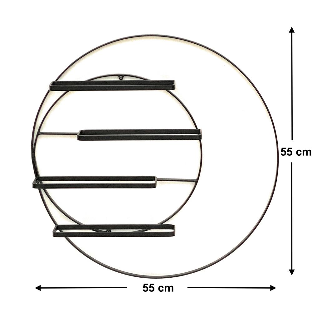 DanDiBo Weinregal Metall Wand 55 cm Schwarz Largo Rund Flaschenregal 96213 Flaschenhalter Wandmontage Modern Wandhalter Wandregal für 4 Flaschen
