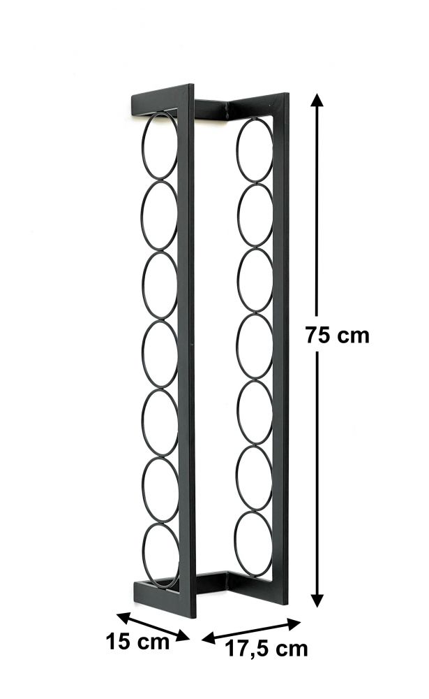 DanDiBo Weinregal Metall Wand 75 cm Schwarz Flaschenregal Kantate Flaschenhalter Wandmontage Modern Wandhalter Wandregal für 7 Flaschen
