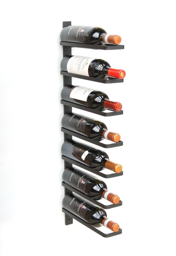 DanDiBo Wine rack Metal Wall Black 93885 Bottle rack Bottle holder Wall mounting Modern Wall holder Wall rack for 7 bottles