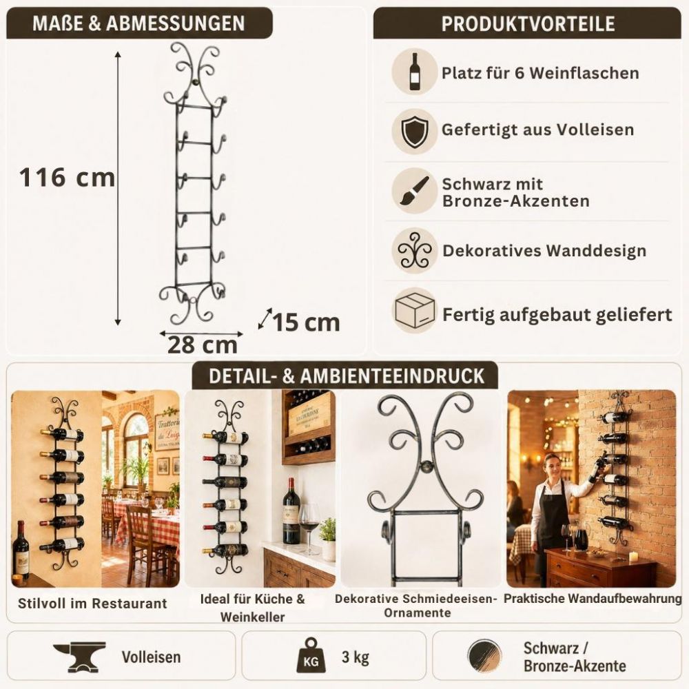 DanDiBo Wine Rack Wall Metal Bottle Rack Narrow Shelf 6 Bottles 568 Wine Rack Wine Bottle Rack Bar Wine Shelf Beverage Rack Bottle Holder