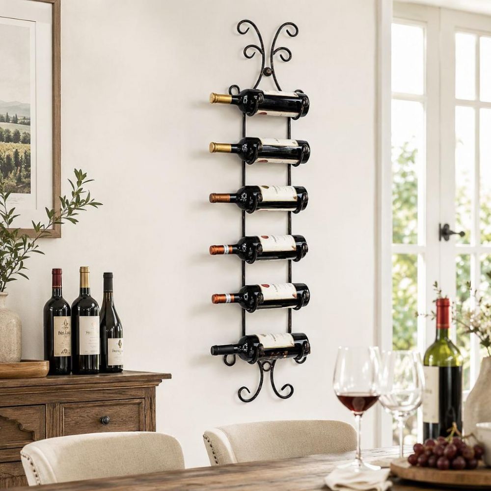DanDiBo Wine Rack Wall Metal Bottle Rack Narrow Shelf 6 Bottles 568 Wine Rack Wine Bottle Rack Bar Wine Shelf Beverage Rack Bottle Holder