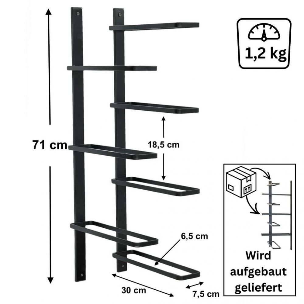 DanDiBo Wall Wine Rack Hanging Metal Bottle Rack 2-Piece Corner Shelf 96326 Black Wine Bottle Holder Bar Shelf Wall Rack Wine Rack