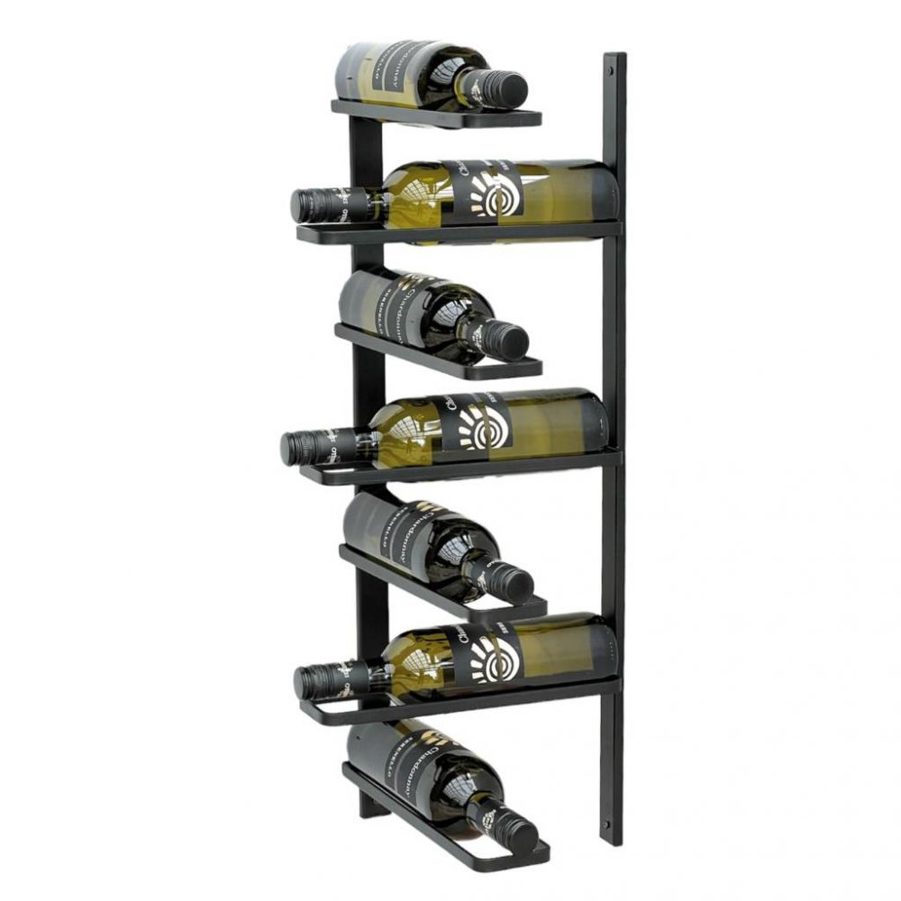 DanDiBo Wall Wine Rack Hanging Metal Bottle Rack 2-Piece Corner Shelf 96326 Black Wine Bottle Holder Bar Shelf Wall Rack Wine Rack