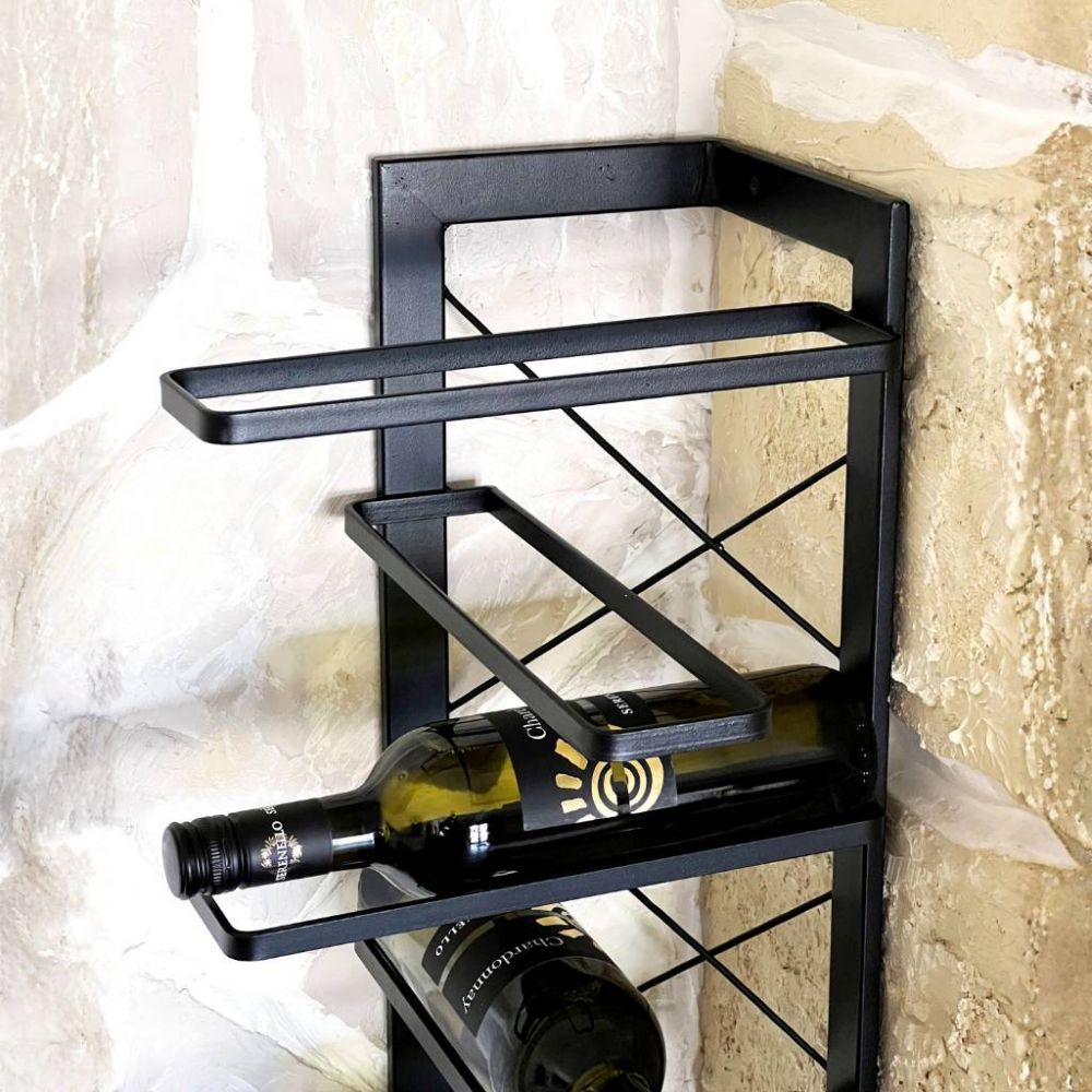 DanDiBo Weinregal Wand Hängend Metall Flaschenregal Eckregal 96292 Schwarz Weinflaschenhalter Weinhalter Bar Regal Wandregal wine rack