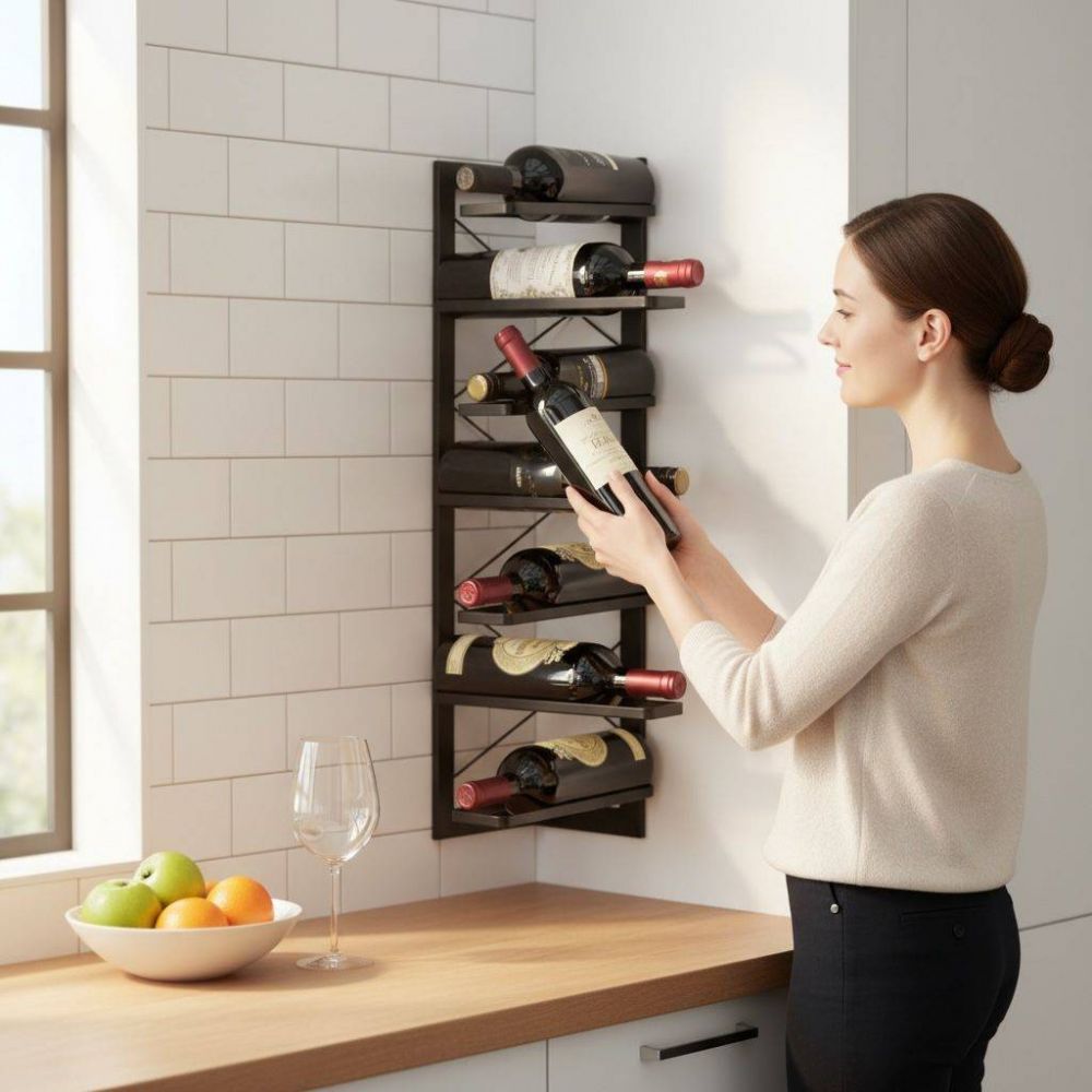 DanDiBo Weinregal Wand Hängend Metall Flaschenregal Eckregal 96292 Schwarz Weinflaschenhalter Weinhalter Bar Regal Wandregal wine rack
