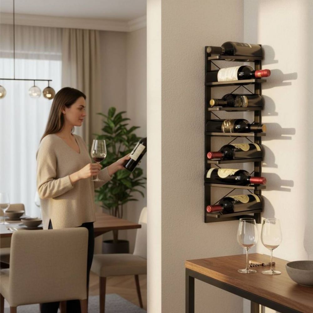DanDiBo Weinregal Wand Hängend Metall Flaschenregal Eckregal 96292 Schwarz Weinflaschenhalter Weinhalter Bar Regal Wandregal wine rack