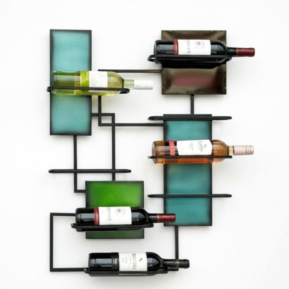 DanDiBo Weinregal Wand Hängend Metall Schwarz Weinflaschenhalter Bar Regal Weinhalter 96618 Design Flaschenregal Wine Rack Weinständer