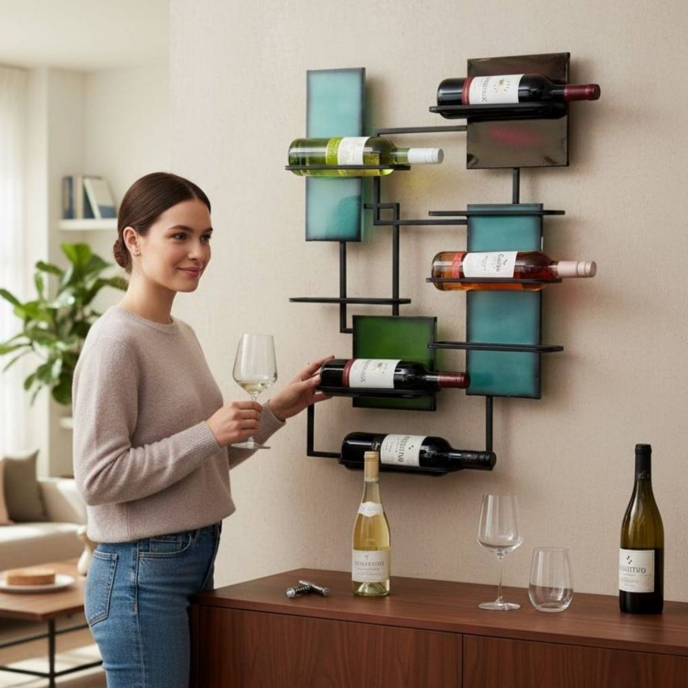 DanDiBo Weinregal Wand Hängend Metall Schwarz Weinflaschenhalter Bar Regal Weinhalter 96618 Design Flaschenregal Wine Rack Weinständer