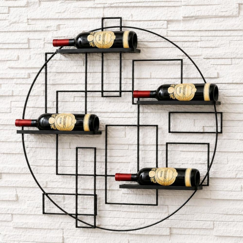 DanDiBo Wall-Mounted Wine Rack Metal Black Wine Bottle Holder Bar Shelf Wine Holder Pi4 Design Bottle Rack Wine Stand