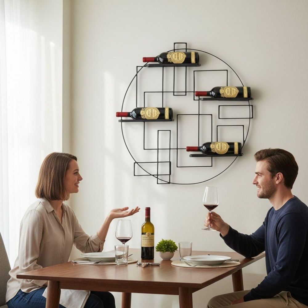 DanDiBo Wall-Mounted Wine Rack Metal Black Wine Bottle Holder Bar Shelf Wine Holder Pi4 Design Bottle Rack Wine Stand