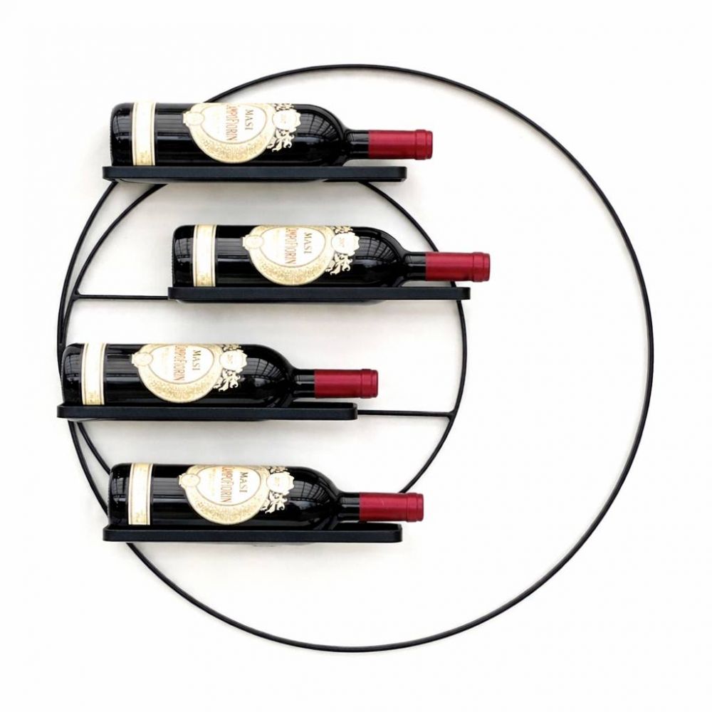 DanDiBo Weinregal Wand Metall 55 cm Schwarz Largo Rund Hängend Flaschenregal 96213 Flaschenhalter Wandmontage Wine Rack Weinständer