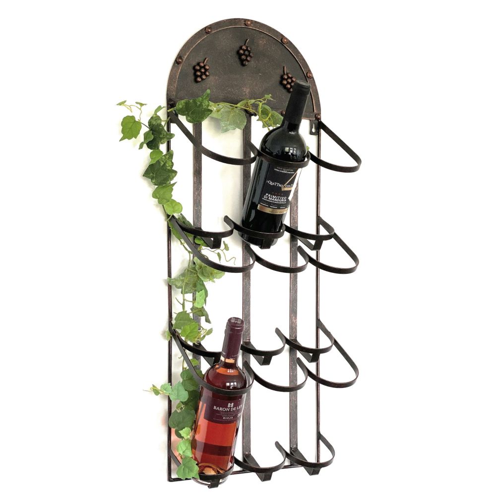 DanDiBo Wall Mounted Metal Wine Rack Bronze 96192 Hanging Bottle Rack Wine Holder Wine Bottle Storage