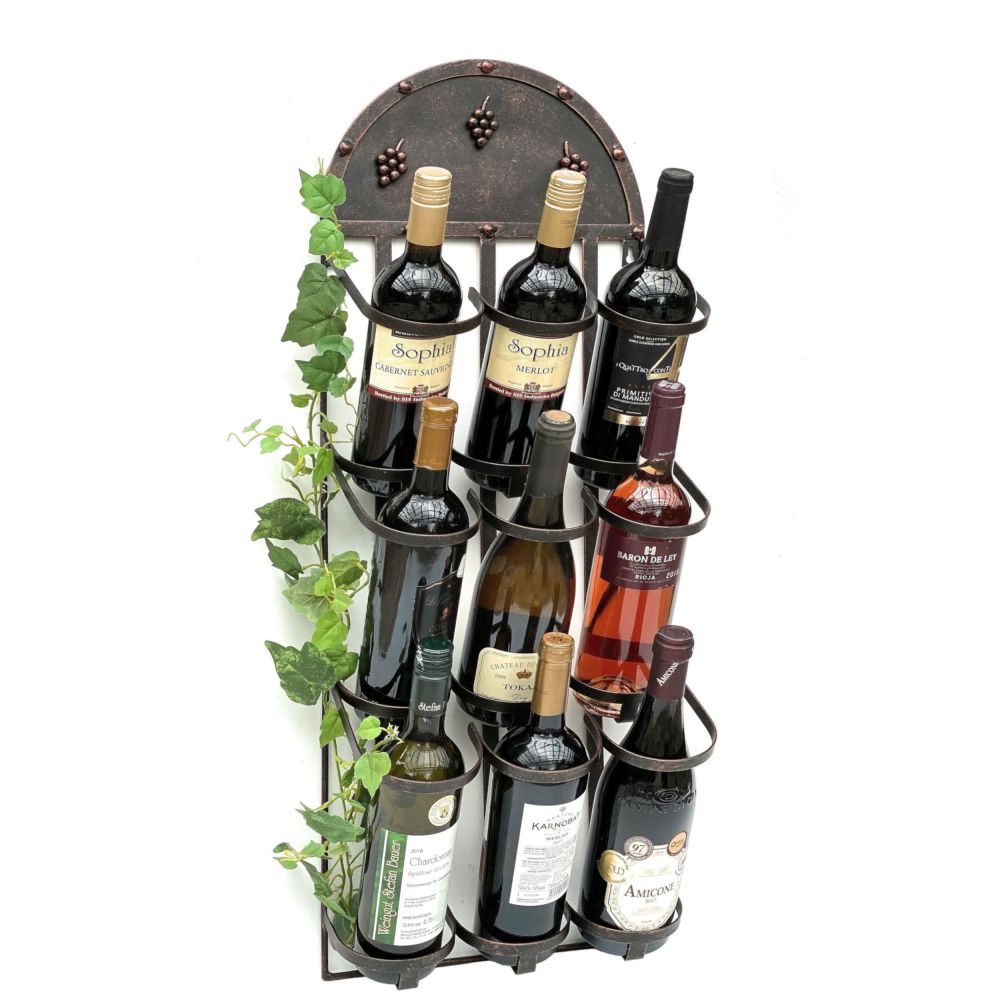 DanDiBo Wall Mounted Metal Wine Rack Bronze 96192 Hanging Bottle Rack Wine Holder Wine Bottle Storage