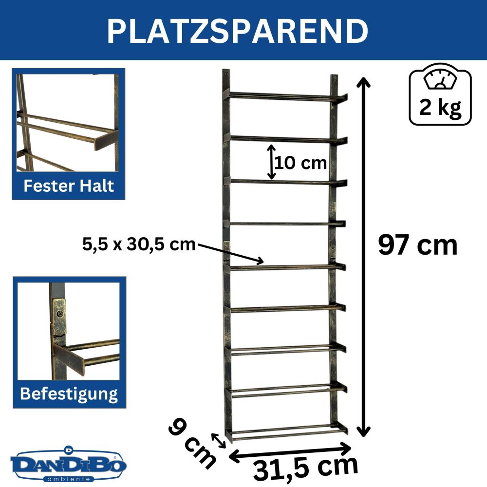 DanDiBo Weinregal Wand Metall Schwarz 240402 Flaschenregal Schmal Wandmontage Wine Rack Weinflaschenhalter Weinhalter Flaschenhalter