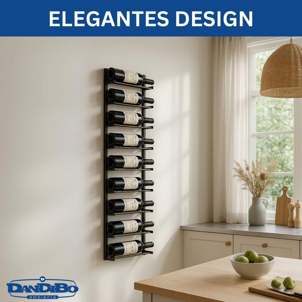 DanDiBo Weinregal Wand Metall Schwarz 240402 Flaschenregal Schmal Wandmontage Wine Rack Weinflaschenhalter Weinhalter Flaschenhalter