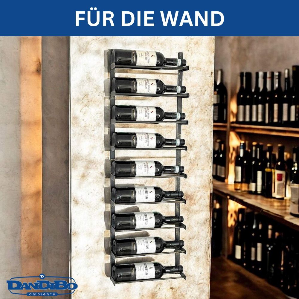 DanDiBo Weinregal Wand Metall Schwarz 240402 Flaschenregal Schmal Wandmontage Wine Rack Weinflaschenhalter Weinhalter Flaschenhalter