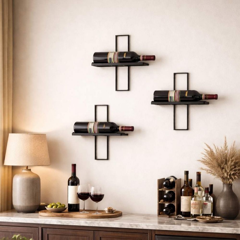 DanDiBo Weinregal Wand Metall Schwarz 3er Set D3 Flaschenregal Schmal Hängend Wine Rack Weinhalter Weinregale Klein Weinflaschenregal Weinflaschenhalter