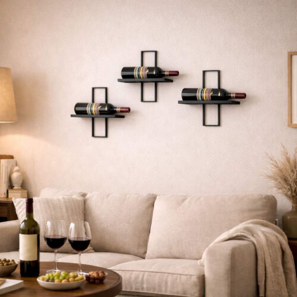 DanDiBo Weinregal Wand Metall Schwarz 3er Set D3 Flaschenregal Schmal Hängend Wine Rack Weinhalter Weinregale Klein Weinflaschenregal Weinflaschenhalter