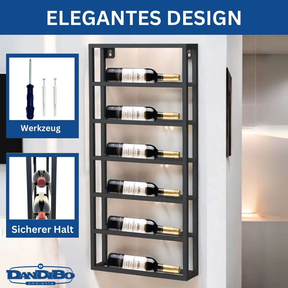 DanDiBo Wine Rack Wall Metal Black Design 96603 Bottle Rack Wine Bottle Holder Wine Holder Bottle Holder