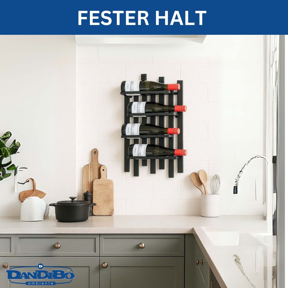 DanDiBo Weinregal Wand Metall Schwarz Modern 96691 Flaschenregal Schmal Wandmontage Wine Rack Weinflaschenhalter Weinhalter Flaschenhalter