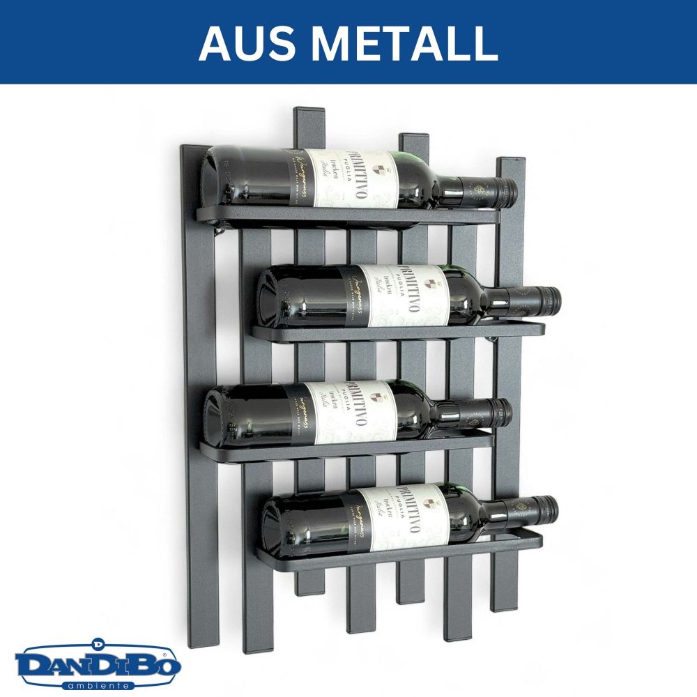 DanDiBo Weinregal Wand Metall Schwarz Modern 96691 Flaschenregal Schmal Wandmontage Wine Rack Weinflaschenhalter Weinhalter Flaschenhalter