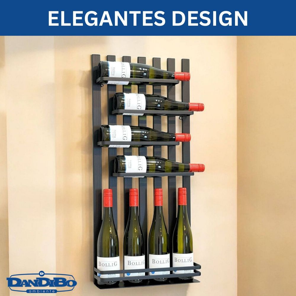 DanDiBo Weinregal Wand Metall Schwarz Modern 96692 Flaschenregal Schmal Wandmontage Wine Rack Weinflaschenhalter Weinhalter Flaschenhalter