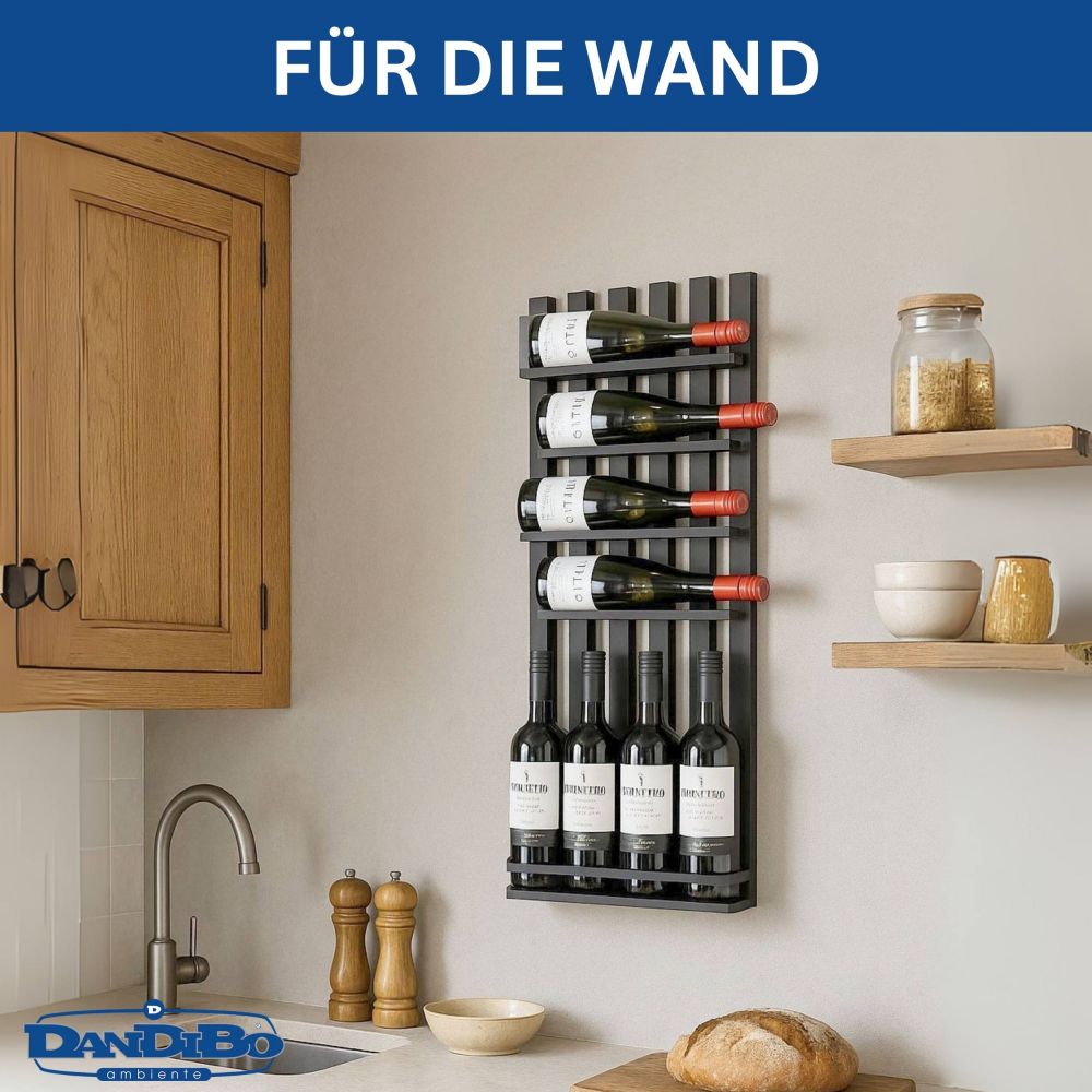 DanDiBo Weinregal Wand Metall Schwarz Modern 96692 Flaschenregal Schmal Wandmontage Wine Rack Weinflaschenhalter Weinhalter Flaschenhalter