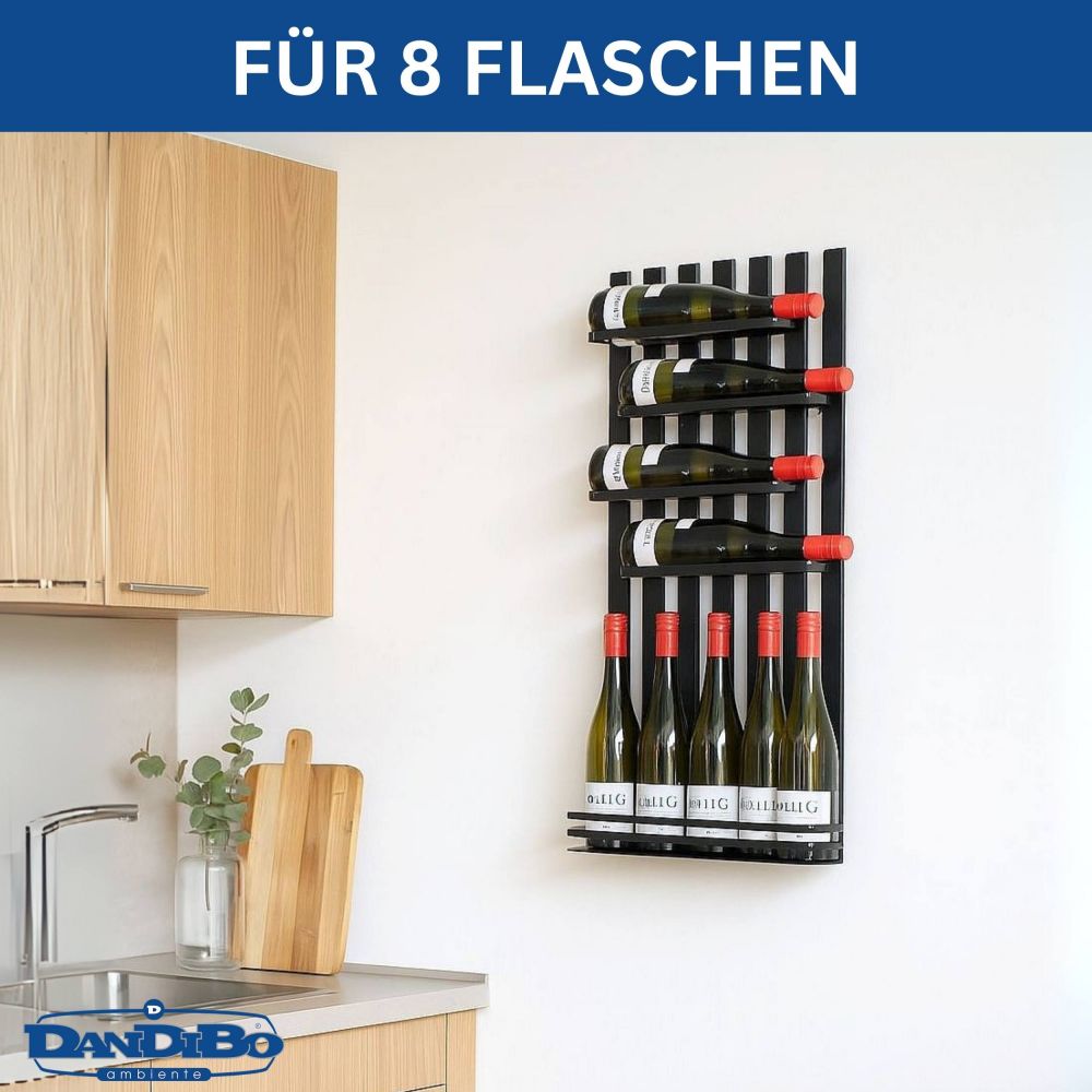 DanDiBo Weinregal Wand Metall Schwarz Modern 96692 Flaschenregal Schmal Wandmontage Wine Rack Weinflaschenhalter Weinhalter Flaschenhalter