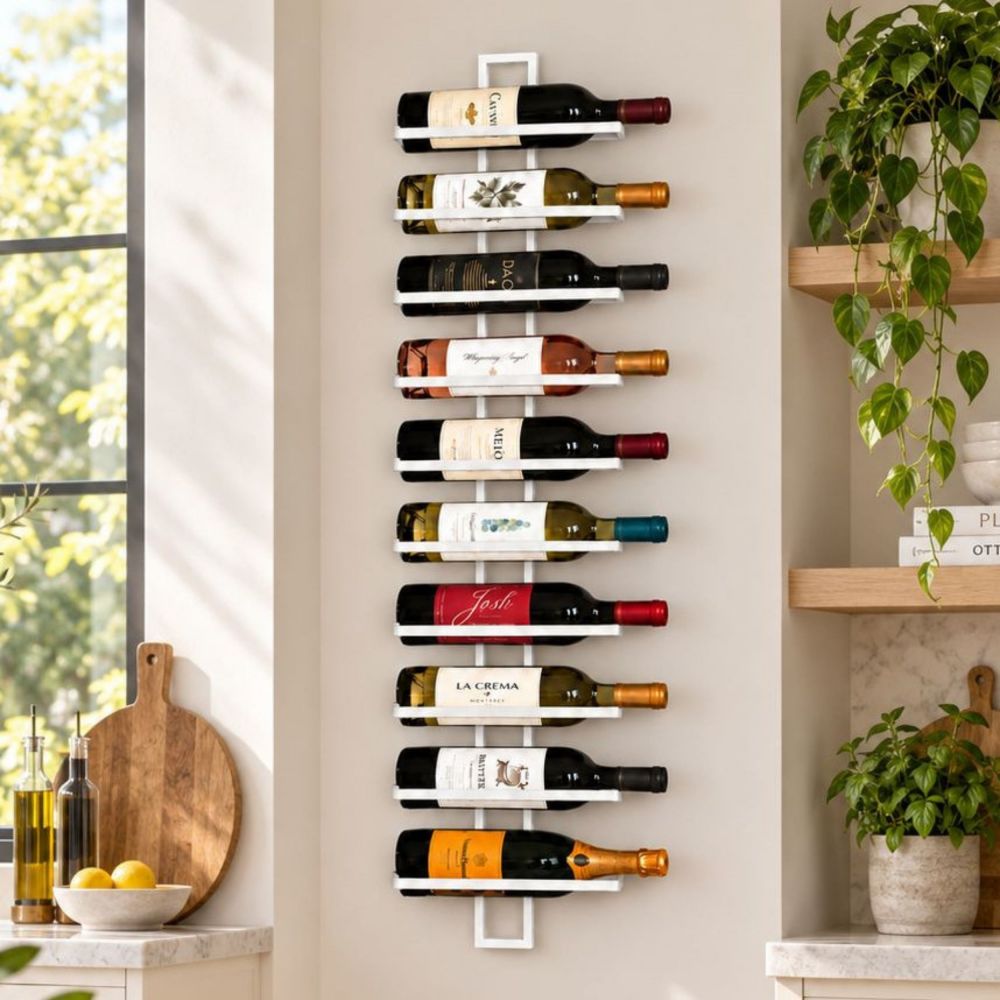 DanDiBo Weinregal Wand Metall Weiß Flaschenregal Schmal Hängend Regal 10 Flaschen Dies Wine Rack Weinflaschenregal Bar Wein Regal Getränkeregal Flaschen