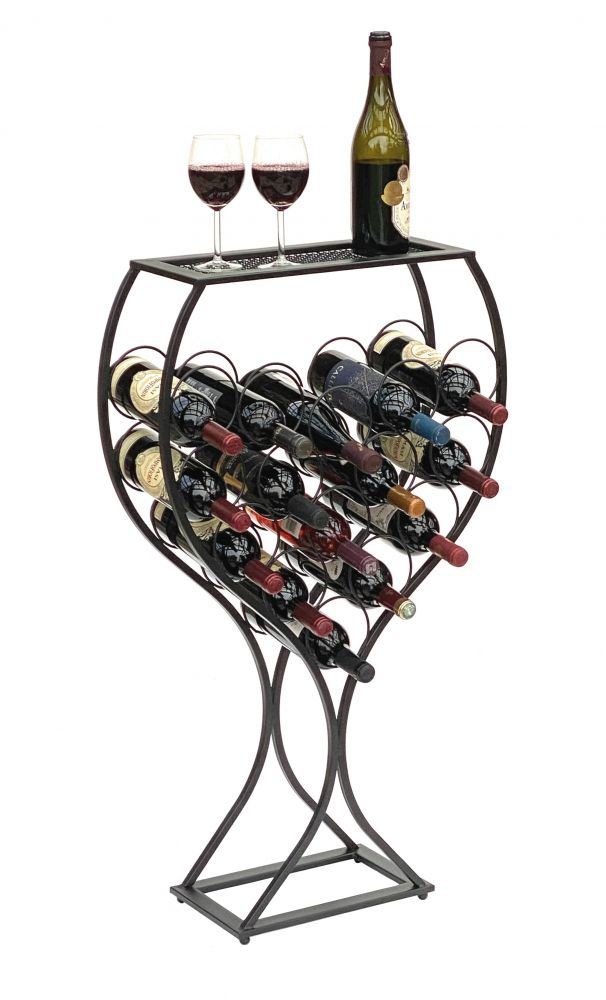 DanDiBo wine rack wine glass design metal black bottle rack standing 100 cm 96211 for 15 bottles wrought iron