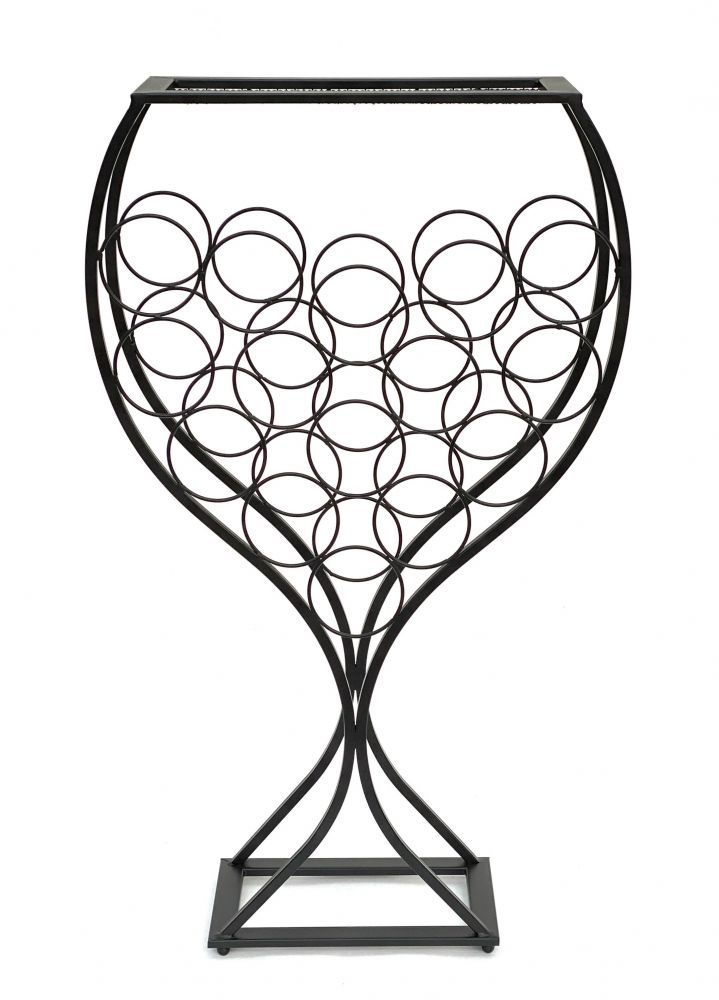 DanDiBo wine rack wine glass design metal black bottle rack standing 100 cm 96211 for 15 bottles wrought iron