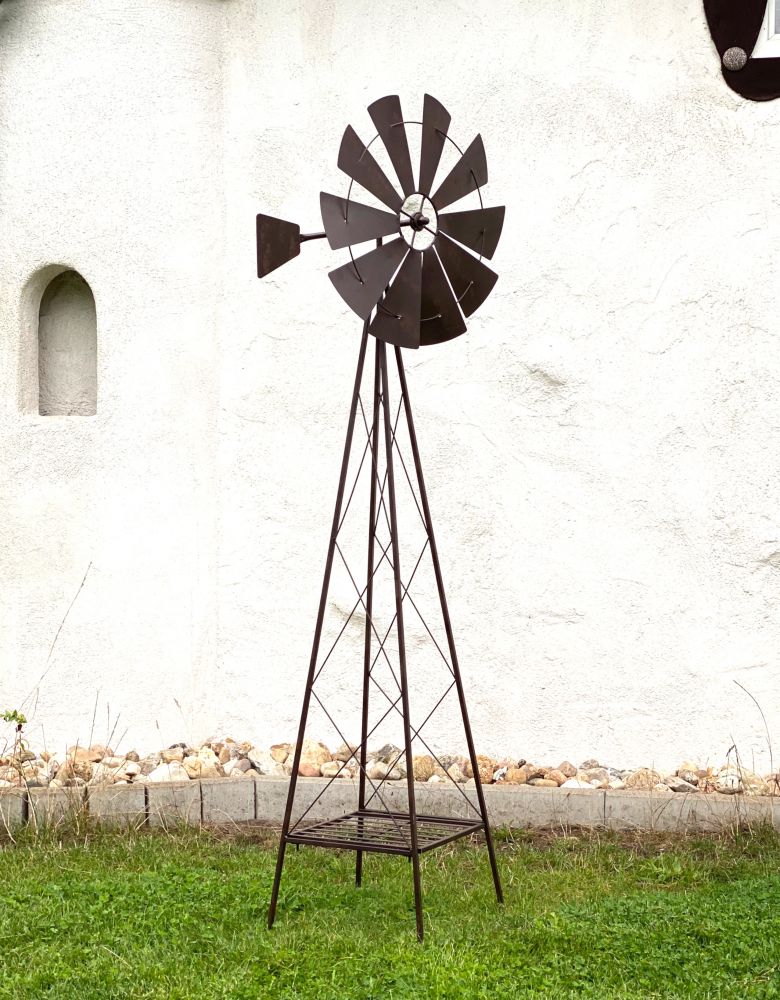 DanDiBo wind wheel metal 170 cm ball bearing brown wind chime garden plug 96019 windmill weatherproof garden decoration garden ground plug
