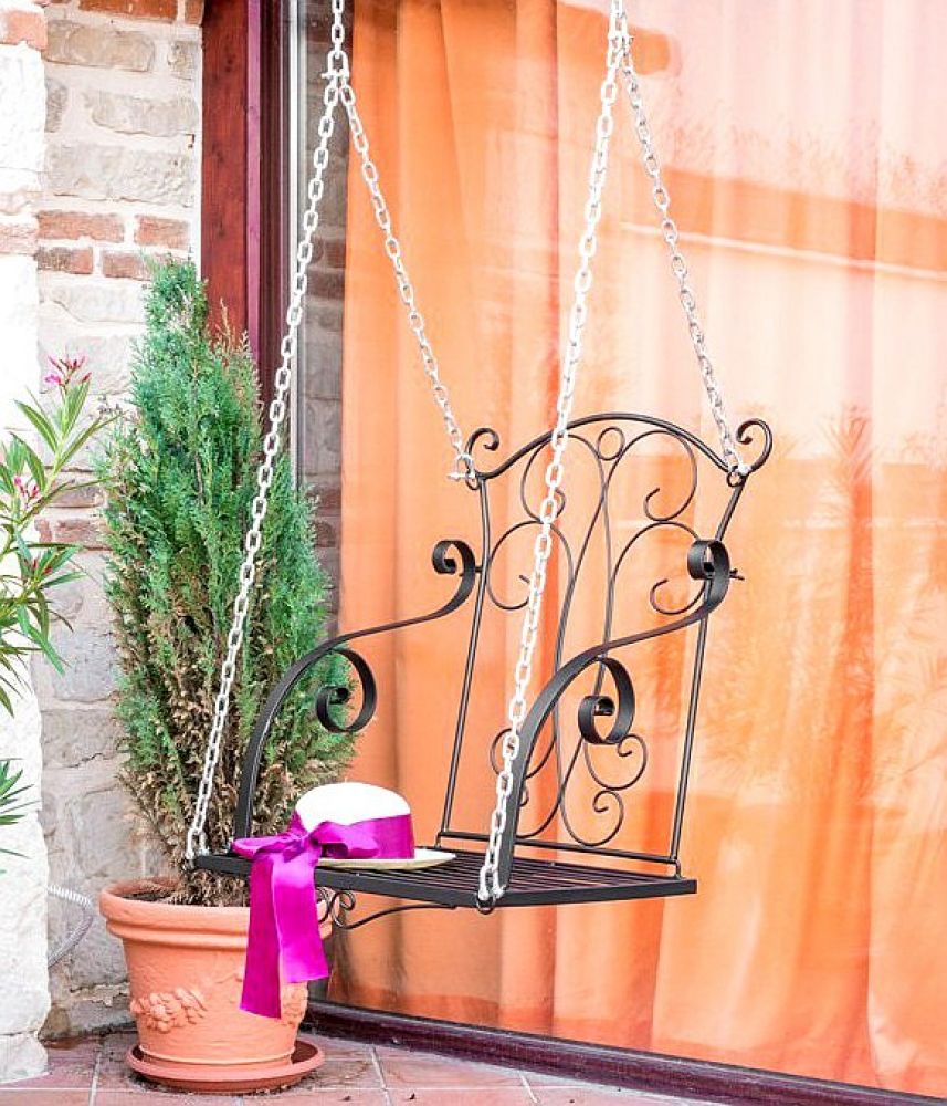 DanDiBo Hanging Chair Black Metal Relax Swing with Chains Hanging Bench Garden Swing Hollywood Swing