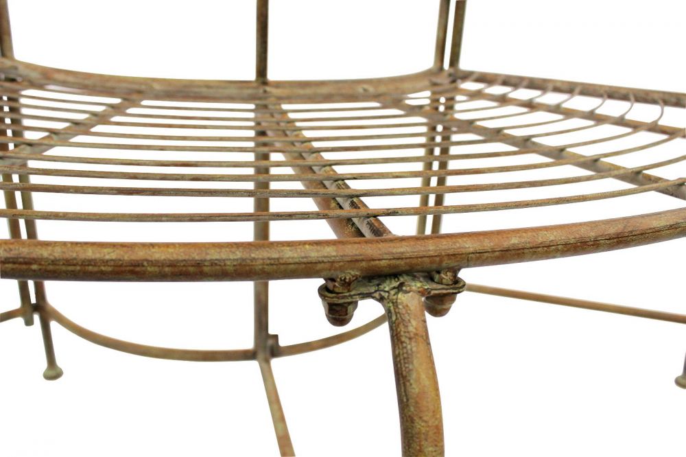 DanDiBo tree bench metal weatherproof brown 135 cm 3-seater semicircular JC112287 garden bench round bench
