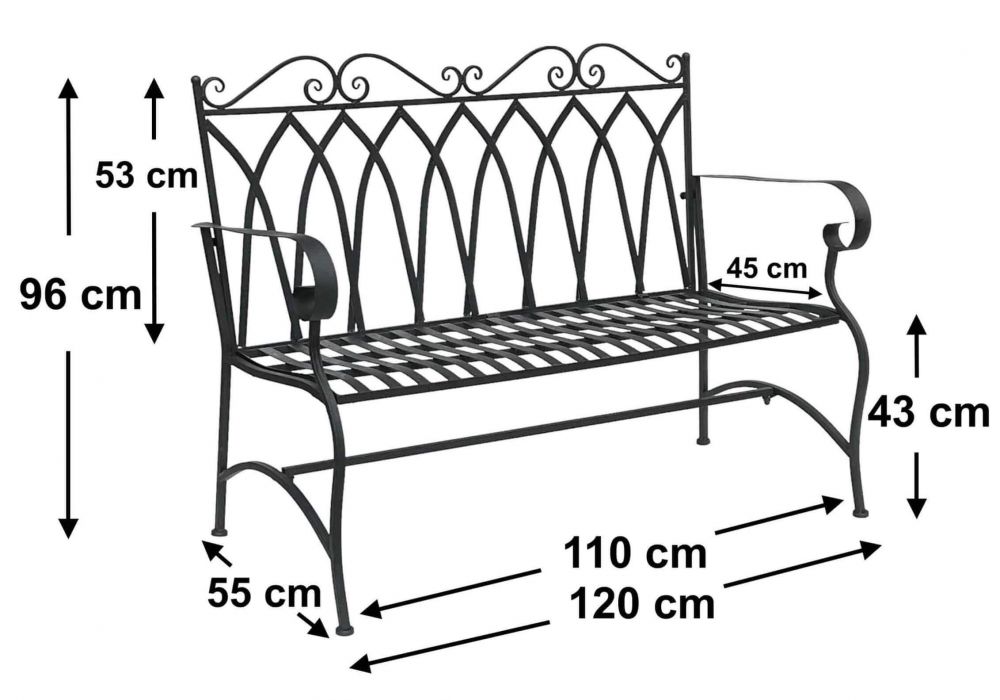 DanDiBo Gartenbank Metall 2 Sitzer Wetterfest Sitzbank Garten Bank Antik 18940 Dunkelbraun Metallbank 120 cm Eisenbank