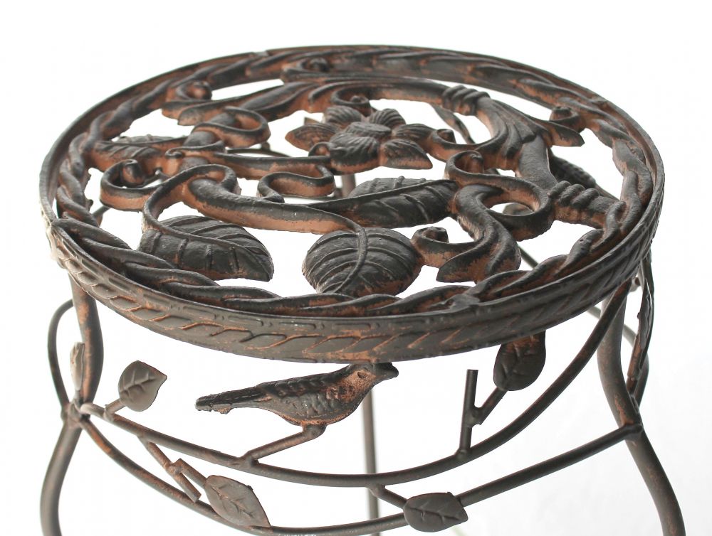 Blumenhocker Metall Schwarz Rund 2er Set 65 cm / 78 cm Blumenständer 18215 Blumensäule Antik Pflanzenständer Pflanzenhocker Vintage