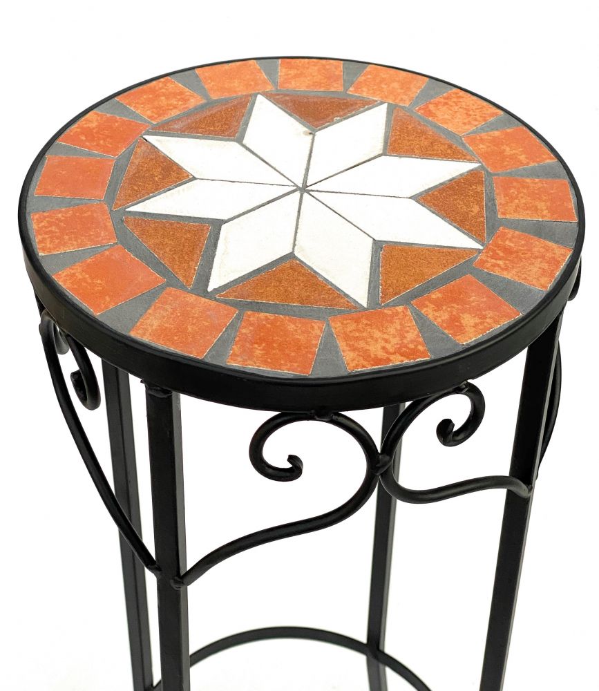 Blumenhocker Merano 54cm Mosaik 12011 Blumenständer Hocker Rund Beistelltisch