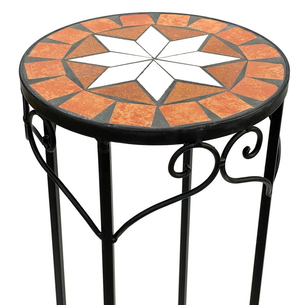 Blumenhocker Merano Mosaik 2er Set 12011 Blumenständer 46 und 54cm Hocker Rund