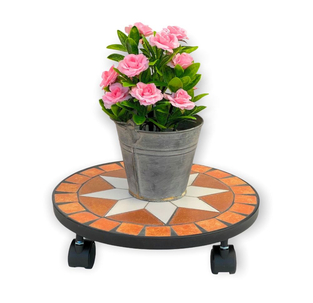 Blumenroller Merano Mosaik 32cm 12025 Blumenhocker Pflanzroller Blumenständer