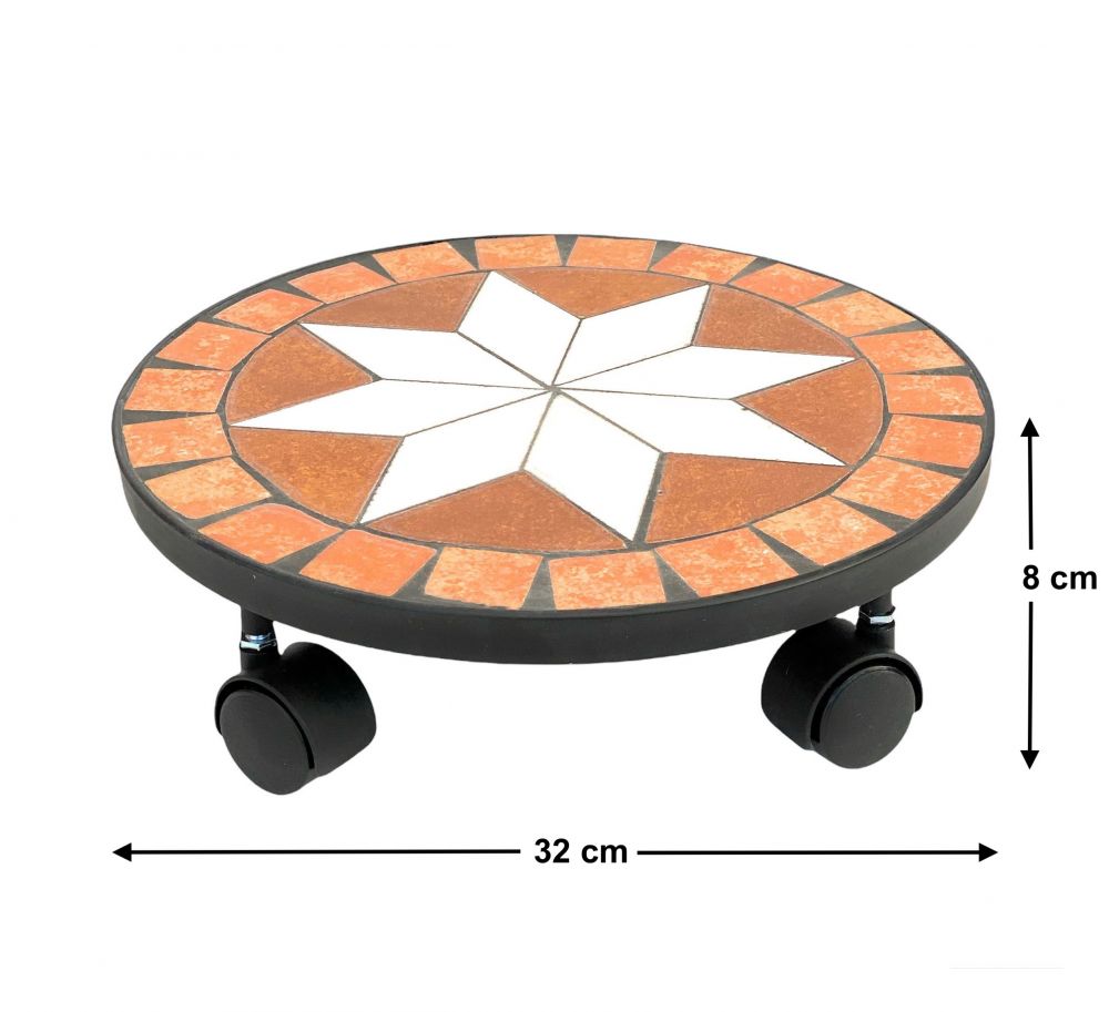 Blumenroller Merano Mosaik 32cm 12025 Blumenhocker Pflanzroller Blumenständer