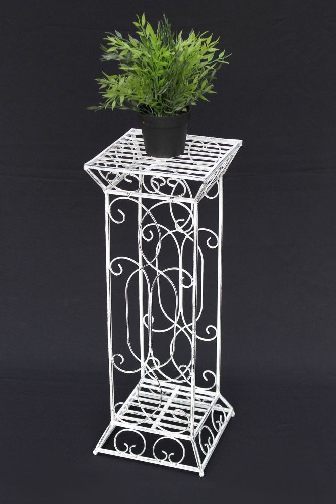 DanDiBo Blumenhocker Metall Weiß Eckig 63 cm Blumenständer 20304 Blumensäule