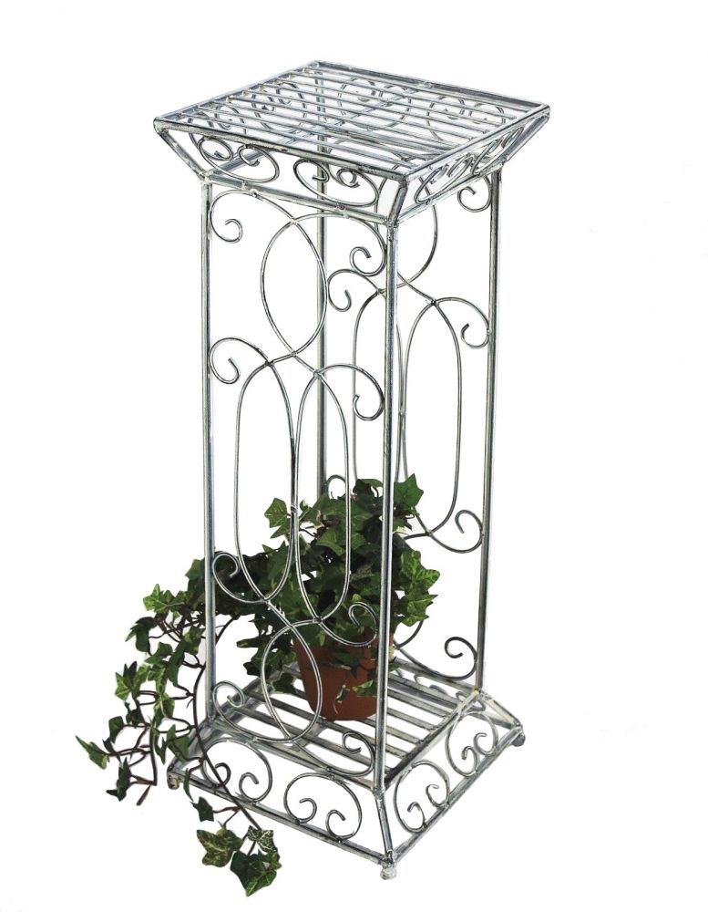 DanDiBo Blumenhocker Metall Weiß Eckig 63 cm Blumenständer 20304 Blumensäule