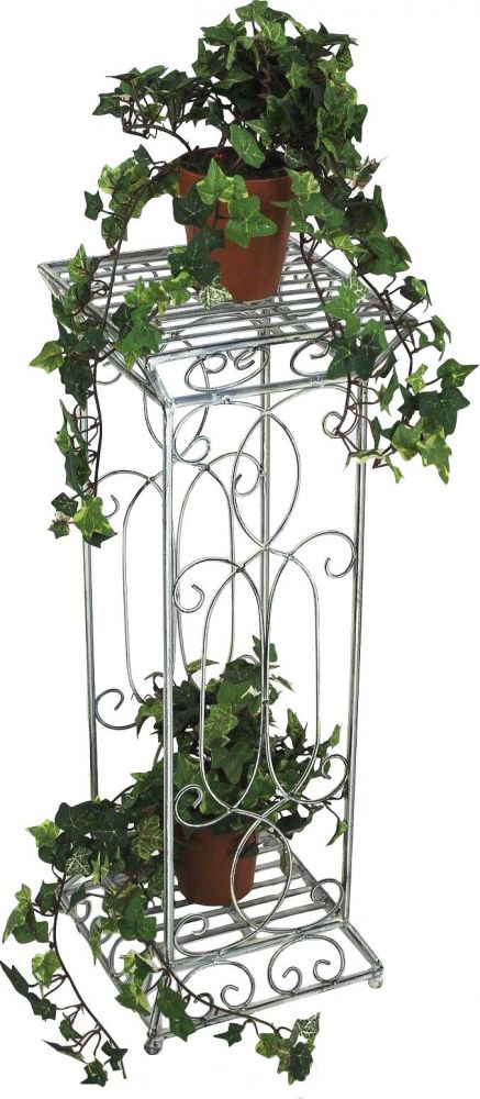 DanDiBo Blumenhocker Metall Weiß Eckig 63 cm Blumenständer 20304 Blumensäule
