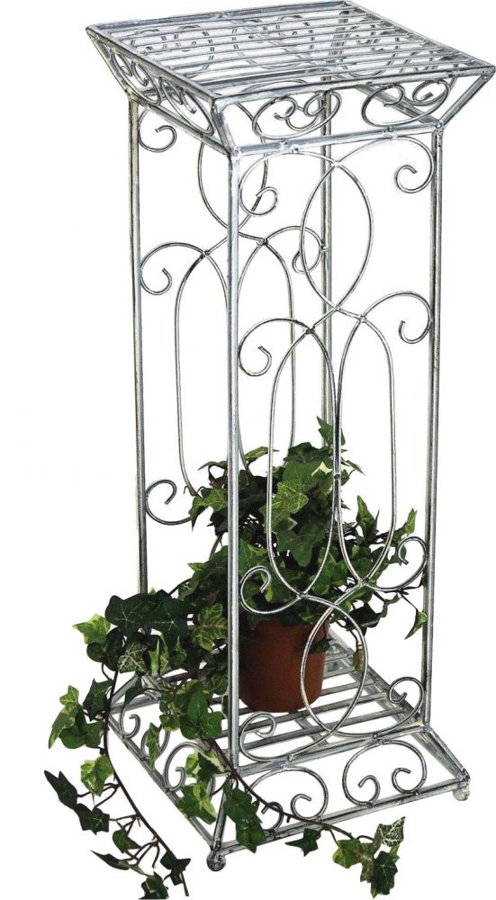 DanDiBo Blumenhocker Metall Weiß Eckig 63 cm Blumenständer 20304 Blumensäule