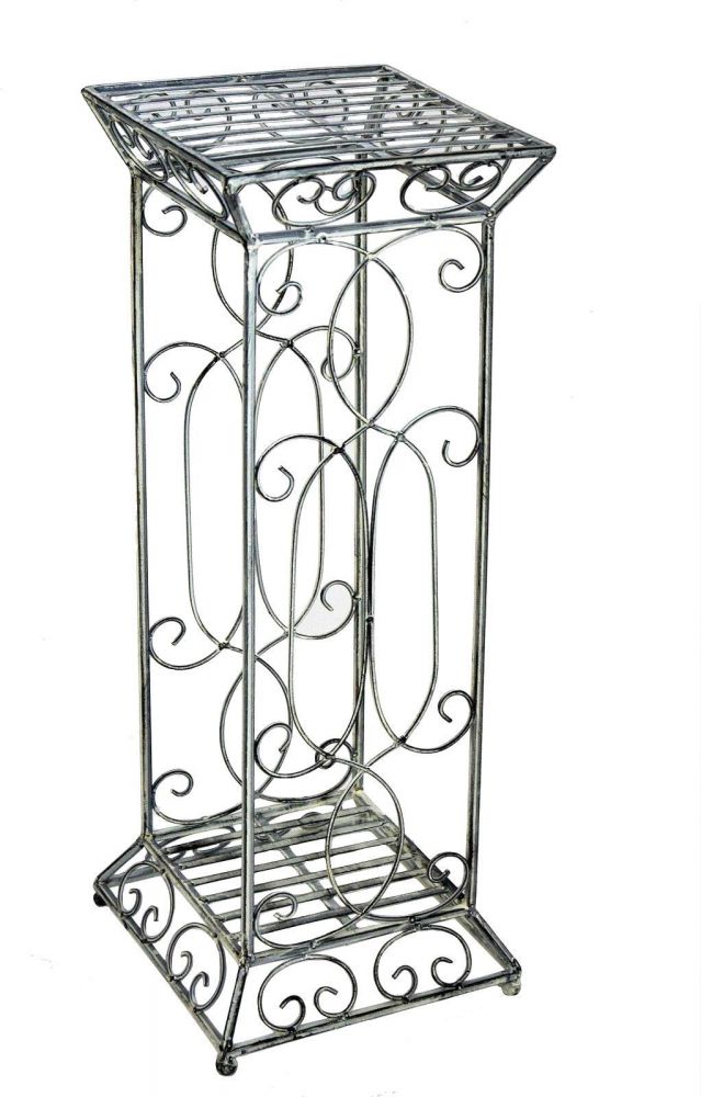 DanDiBo Blumenhocker Metall Weiß Eckig 63 cm Blumenständer 20304 Blumensäule
