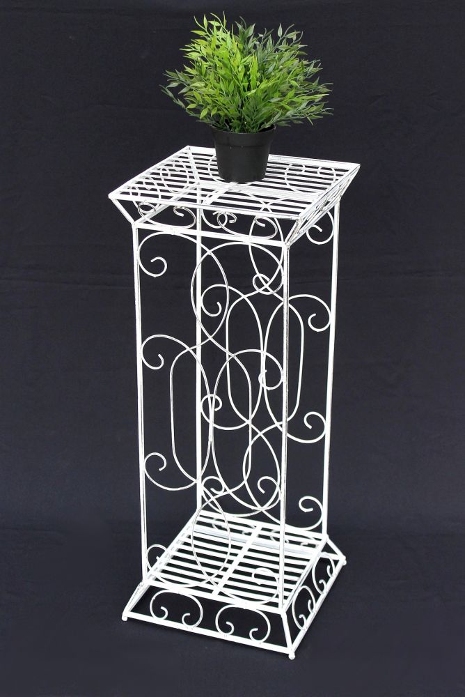 DanDiBo Flower Stool Metal White Square 77 cm Flower Stand 20304 Flower Column Side Table Plant Stand