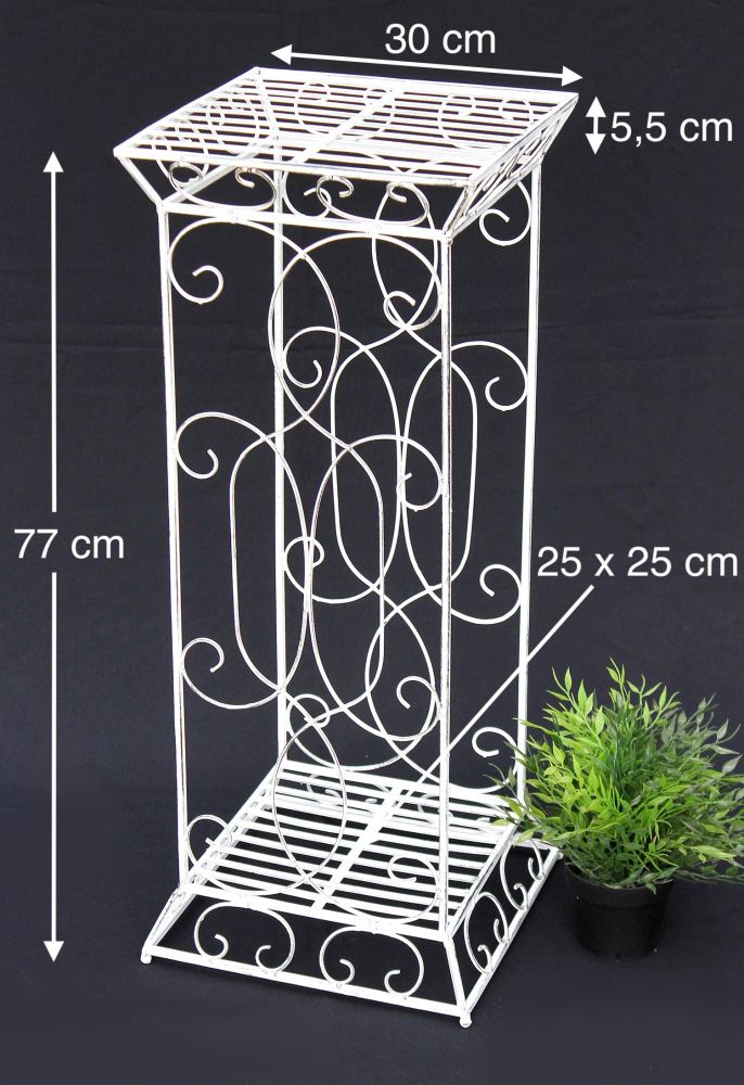 DanDiBo Flower Stool Metal White Square Set of 2 63 cm - 77 cm Flower Stand 20304 Flower Column