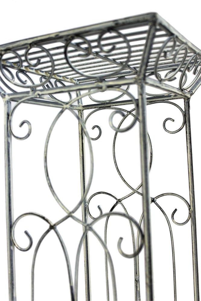 DanDiBo Flower Stool Metal White Square Set of 2 63 cm - 77 cm Flower Stand 20304 Flower Column